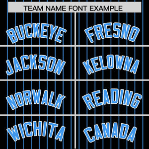 Custom Black Powder Blue Pinstripe Personalized Two-Tone Authentic Baseball Jersey