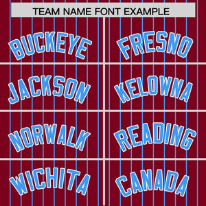 Custom Crimson Powder Blue Pinstripe Personalized Two-Tone Authentic Baseball Jersey