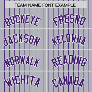 Custom Gray Purple Pinstripe Personalized Two-Tone Authentic Baseball Jersey