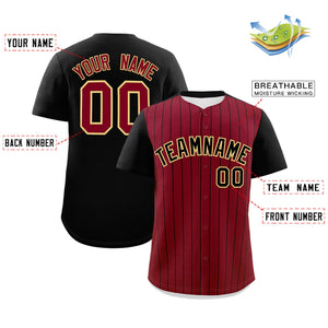 Custom Crimson Black Pinstripe Personalized Two-Tone Authentic Baseball Jersey