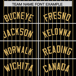 Custom Black Old Gold Pinstripe Personalized Two-Tone Authentic Baseball Jersey