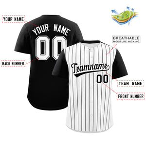 Custom White Black Pinstripe Personalized Two-Tone Authentic Baseball Jersey