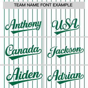 Custom White Kelly Green Pinstripe Personalized Two-Tone Authentic Baseball Jersey