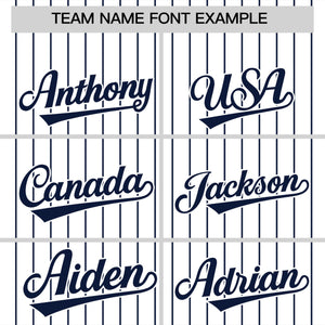 Custom White Navy Pinstripe Personalized Two-Tone Authentic Baseball Jersey