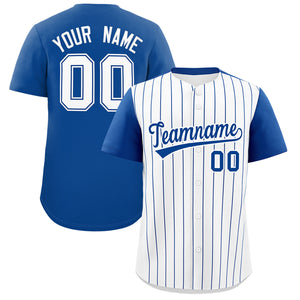 Custom White Royal Pinstripe Personalized Two-Tone Authentic Baseball Jersey