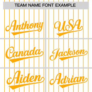 Custom White Yellow Pinstripe Personalized Two-Tone Authentic Baseball Jersey