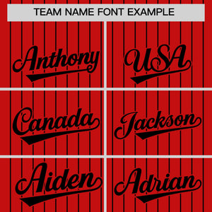 Custom Red Black Pinstripe Personalized Two-Tone Authentic Baseball Jersey