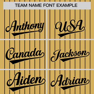 Custom Old Gold Black Pinstripe Personalized Two-Tone Authentic Baseball Jersey