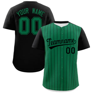 Custom Kelly Green Black Pinstripe Personalized Two-Tone Authentic Baseball Jersey