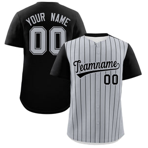 Custom Gray Black Pinstripe Personalized Two-Tone Authentic Baseball Jersey