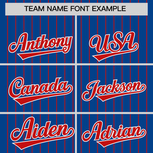 Custom Royal Red Pinstripe Personalized Two-Tone Authentic Baseball Jersey