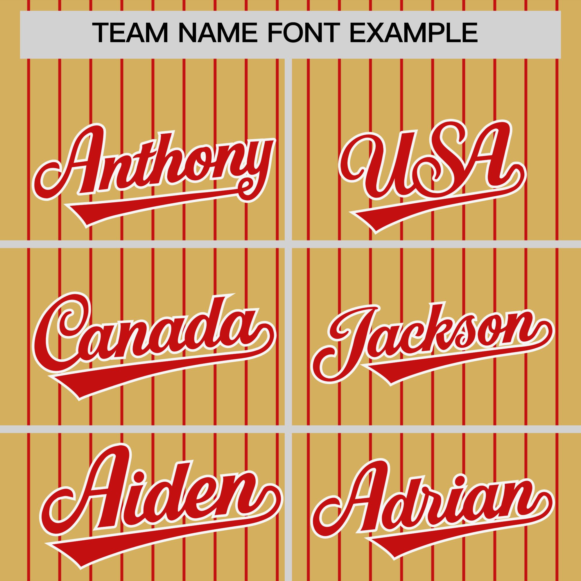 Custom Old Gold Red Pinstripe Personalized Two-Tone Authentic Baseball Jersey