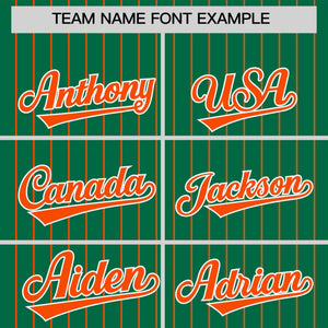 Custom Kelly Green Orange Pinstripe Personalized Two-Tone Authentic Baseball Jersey