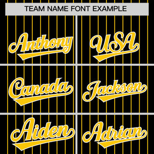 Custom Black Gold Pinstripe Personalized Two-Tone Authentic Baseball Jersey