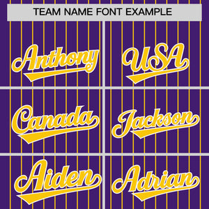 Custom Purple Gold Pinstripe Personalized Two-Tone Authentic Baseball Jersey