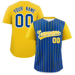 Custom Royal Gold Pinstripe Personalized Two-Tone Authentic Baseball Jersey