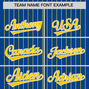 Custom Royal Gold Pinstripe Personalized Two-Tone Authentic Baseball Jersey