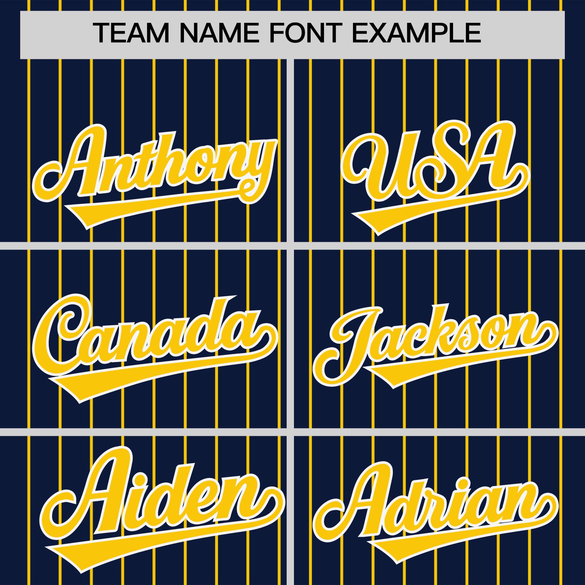 Custom Navy Gold Pinstripe Personalized Two-Tone Authentic Baseball Jersey