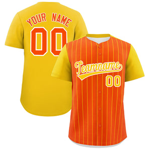 Custom Orange Gold Pinstripe Personalized Two-Tone Authentic Baseball Jersey