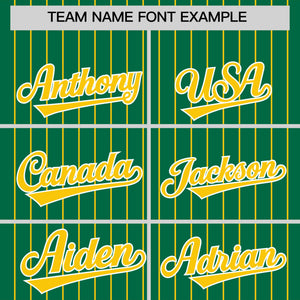 Custom Kelly Green Gold Pinstripe Personalized Two-Tone Authentic Baseball Jersey