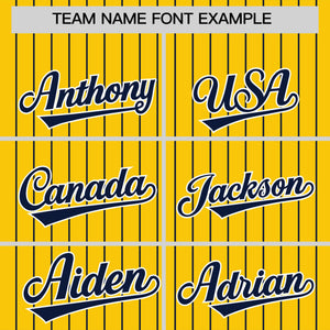 Custom Gold Navy Pinstripe Personalized Two-Tone Authentic Baseball Jersey