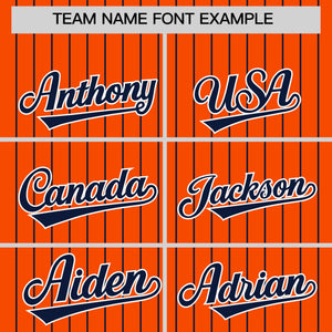 Custom Orange Navy Pinstripe Personalized Two-Tone Authentic Baseball Jersey