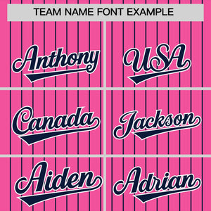 Custom Pink Navy Pinstripe Personalized Two-Tone Authentic Baseball Jersey