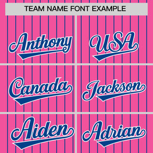 Custom Pink Royal Pinstripe Personalized Two-Tone Authentic Baseball Jersey