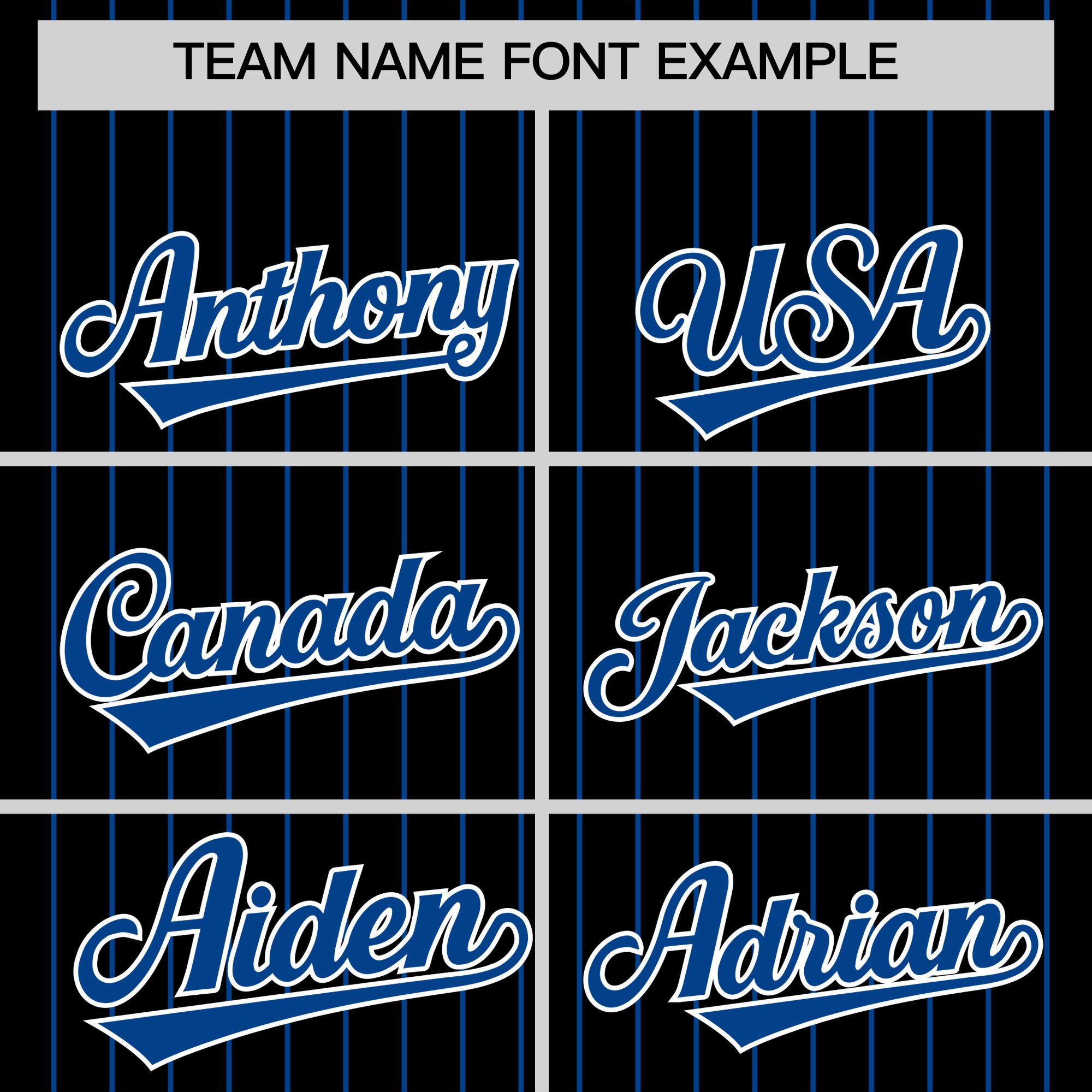 Custom Black Royal Pinstripe Personalized Two-Tone Authentic Baseball Jersey