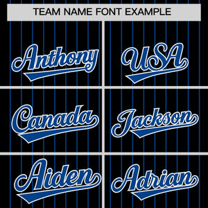 Custom Black Royal Pinstripe Personalized Two-Tone Authentic Baseball Jersey