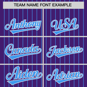 Custom Purple Powder Blue Pinstripe Personalized Two-Tone Authentic Baseball Jersey