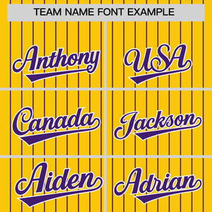 Custom Gold Purple Pinstripe Personalized Two-Tone Authentic Baseball Jersey