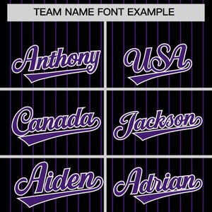 Custom Black Purple Pinstripe Personalized Two-Tone Authentic Baseball Jersey