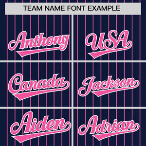 Custom Navy Pink Pinstripe Personalized Two-Tone Authentic Baseball Jersey