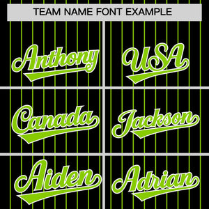 Custom Black Neon Green Pinstripe Personalized Two-Tone Authentic Baseball Jersey