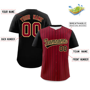 Custom Crimson Black Pinstripe Personalized Two-Tone Authentic Baseball Jersey