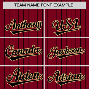 Custom Crimson Black Pinstripe Personalized Two-Tone Authentic Baseball Jersey