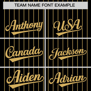 Custom Black Old Gold Pinstripe Personalized Two-Tone Authentic Baseball Jersey