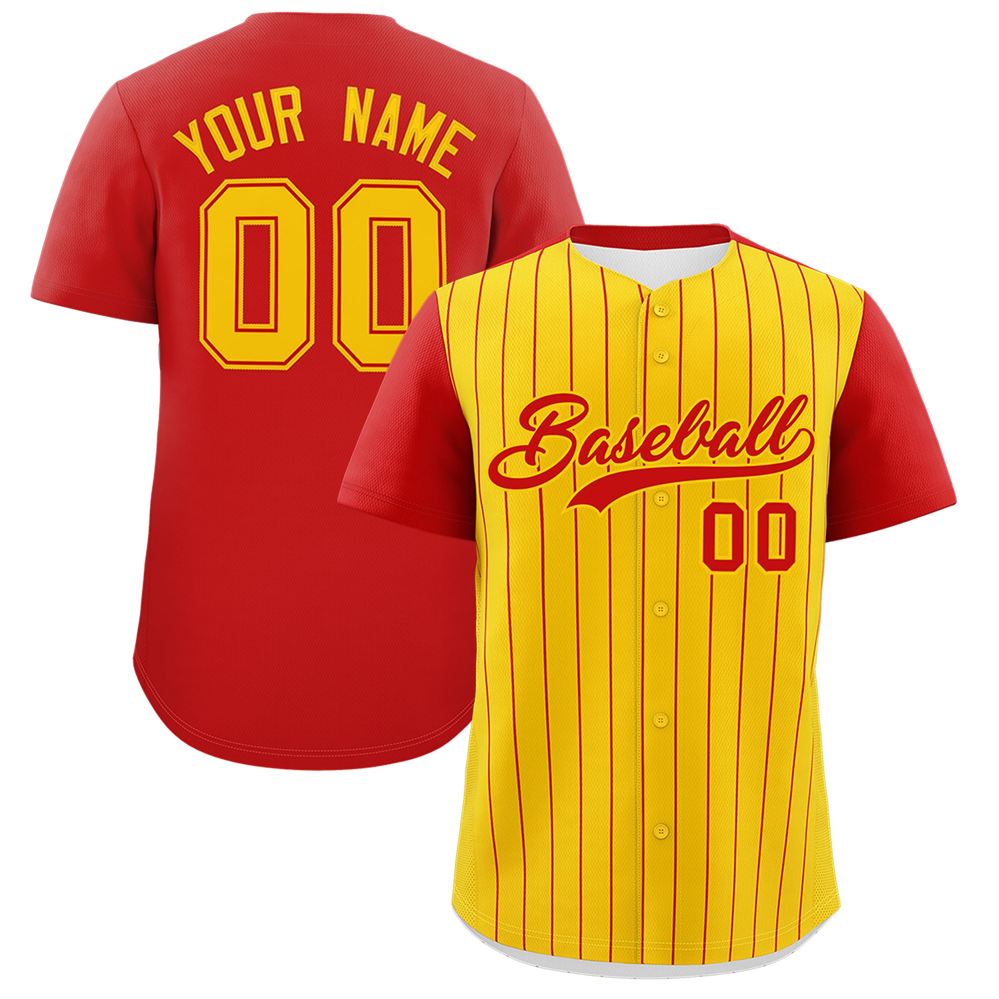 Custom Gold Red Pinstripe Personalized Two-Tone Authentic Baseball Jersey