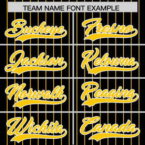 Custom Black Gold Pinstripe Personalized Two-Tone Authentic Baseball Jersey