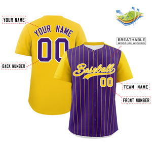 Custom Purple Gold Pinstripe Personalized Two-Tone Authentic Baseball Jersey