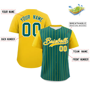 Custom Aqua Gold Pinstripe Personalized Two-Tone Authentic Baseball Jersey