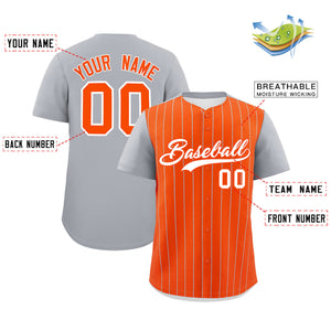 Custom Orange Gray Pinstripe Personalized Two-Tone Authentic Baseball Jersey