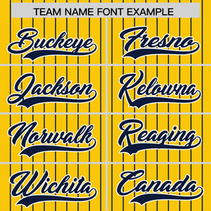 Custom Gold Navy Pinstripe Personalized Two-Tone Authentic Baseball Jersey