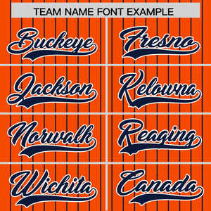 Custom Orange Navy Pinstripe Personalized Two-Tone Authentic Baseball Jersey