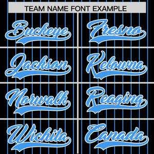 Custom Black Powder Blue Pinstripe Personalized Two-Tone Authentic Baseball Jersey