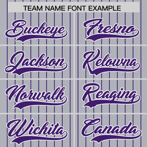 Custom Gray Purple Pinstripe Personalized Two-Tone Authentic Baseball Jersey