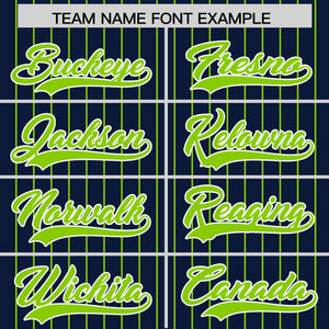 Custom Navy Neon Green Pinstripe Personalized Two-Tone Authentic Baseball Jersey