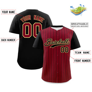 Custom Crimson Black Pinstripe Personalized Two-Tone Authentic Baseball Jersey