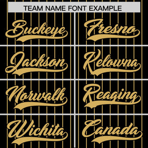 Custom Black Old Gold Pinstripe Personalized Two-Tone Authentic Baseball Jersey